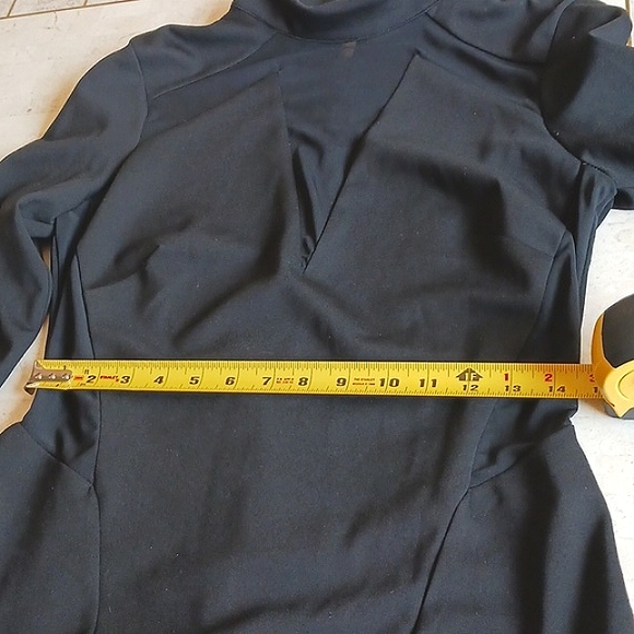 Vintage- BEBE black "ponte" dress. Sz LG,,mesh design sides and front. NEW - Picture 14 of 16